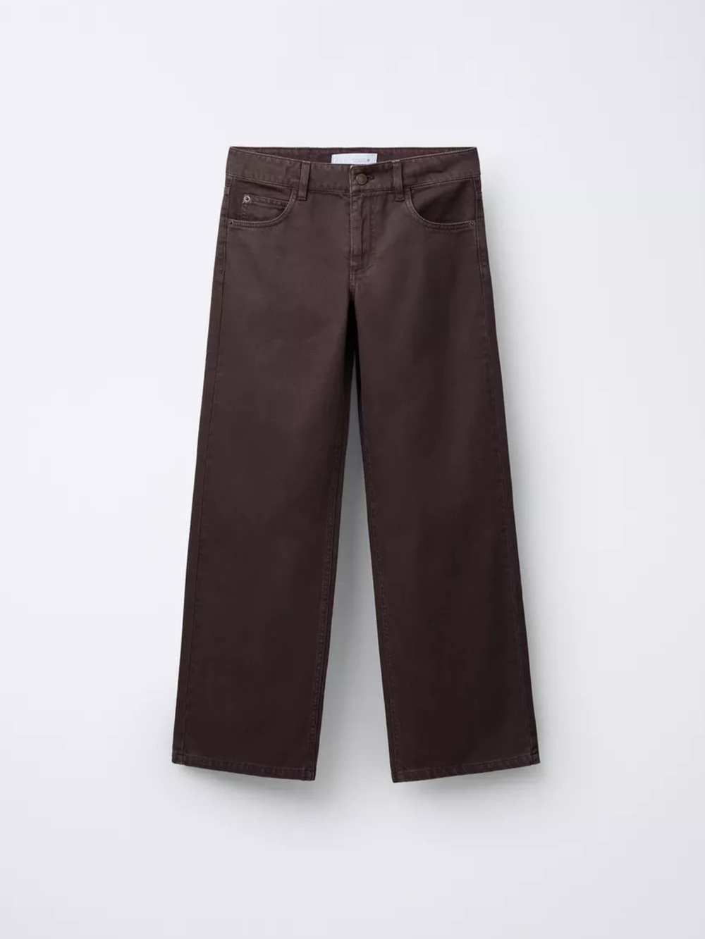 Wide-Leg High-Rise Women's Cotton Pant in Dark Brown